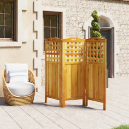 vidaXL Brown Wooden 3 Panel Room Divider 121.5 x 2 x 115cm - Size: 3 Panels - Wilko - thumbnail 3