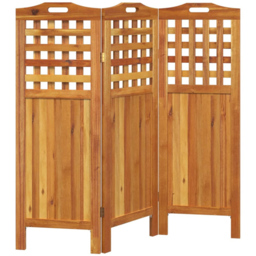 vidaXL Brown Wooden 3 Panel Room Divider 121.5 x 2 x 115cm - Size: 3 Panels - Wilko - thumbnail 4