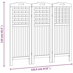 vidaXL Brown Wooden 3 Panel Room Divider 121.5 x 2 x 115cm - Size: 3 Panels - Wilko - thumbnail 6