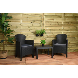 Akita 3 Piece Grey Rattan Effect Garden Set - Wilko - thumbnail 4