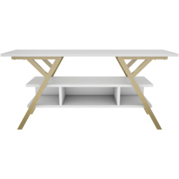Decorotika Minerva Decorative 4 Open Shelf Gold and White TV Unit - Size: 55 x 120 x 35cm - Multi - Wilko - thumbnail 4
