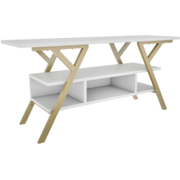 Decorotika Minerva Decorative 4 Open Shelf Gold and White TV Unit - Size: 55 x 120 x 35cm - Multi - Wilko - thumbnail 3