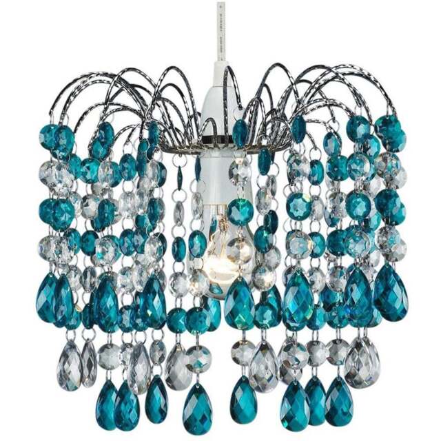 Happy Homewares Teal Acrylic Droplets Contemporary Pendant Shade - Size: 26 x 27 x 8cm - Green - Wilko - image 1