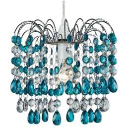 Happy Homewares Teal Acrylic Droplets Contemporary Pendant Shade - Size: 26 x 27 x 8cm - Green - Wilko - thumbnail 1