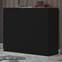 FWStyle Carlton 8 Drawer Matt Black Chest of Drawers - Wilko - thumbnail 1