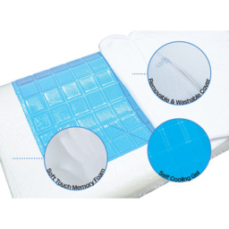 Aidapt Cooling Gel Comfort Memory Foam Contour Pillow with Removable Soft Velvet Cover - Size: 300 x 500 x 90cm - White - Wilko - thumbnail 6