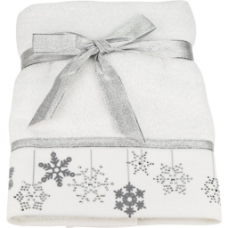 Bellissimo Home Cotton Embroidered Baubles Hand Towel 2 Pack - Size: 70 x 50 x 1cm - White - Wilko - thumbnail 1