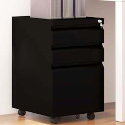 Portland Vinsetto 3 Drawer Black Mobile Filing Cabinet on Wheels with Pencil Tray - Size: 3 Drawers - Wilko - thumbnail 1