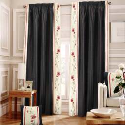 Intimates Sapphire Black Cream Curtains 168 x 189cm - Size: W 168 x D 189cm - Wilko