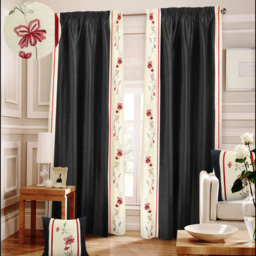 Intimates Sapphire Black Cream Curtains 168 x 189cm - Size: W 168 x D 189cm - Wilko - thumbnail 3