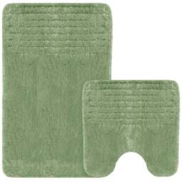 Velosso Linear Sage Bath Mat Set - Size: 50 x 80 x 1cm - Green - Wilko