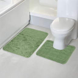 Velosso Linear Sage Bath Mat Set - Size: 50 x 80 x 1cm - Green - Wilko - thumbnail 3