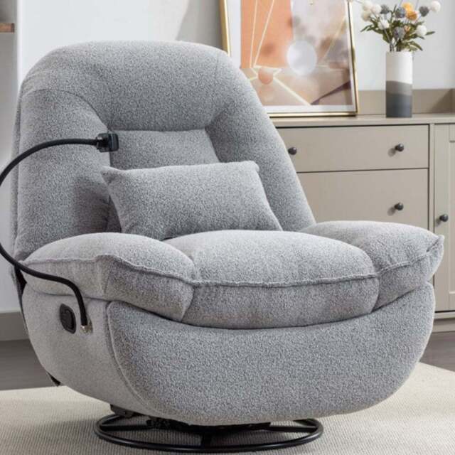 Artemis Home Fallon Light Grey Boucle Swivel Recliner Chair - Size: Single - Wilko - image 1
