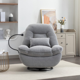 Artemis Home Fallon Light Grey Boucle Swivel Recliner Chair - Size: Single - Wilko - thumbnail 4