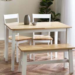 Julian Bowen Linwood 4 Seater Small Dining Table White and Oak - Wilko