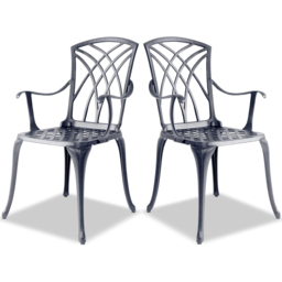 Centurion Oshowa Set of 2 Grey Garden Bistro Chairs with Armrests - Size: 89 x 49.5 x 47cm - Wilko - thumbnail 4