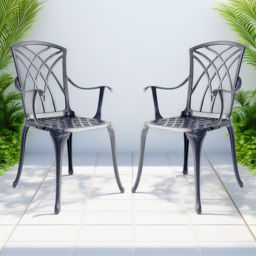 Centurion Oshowa Set of 2 Grey Garden Bistro Chairs with Armrests - Size: 89 x 49.5 x 47cm - Wilko - thumbnail 1