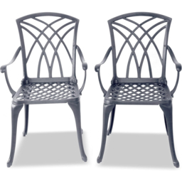 Centurion Oshowa Set of 2 Grey Garden Bistro Chairs with Armrests - Size: 89 x 49.5 x 47cm - Wilko - thumbnail 3