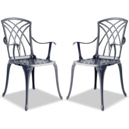 Centurion Oshowa Set of 2 Grey Garden Bistro Chairs with Armrests - Size: 89 x 49.5 x 47cm - Wilko - thumbnail 7