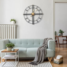 Living and Home Black and Gold Oversized Cut Out Metal Wall Clock 60cm - Size: 60 x 60 x 5cm - Multi - Wilko - thumbnail 3