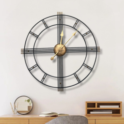 Living and Home Black and Gold Oversized Cut Out Metal Wall Clock 60cm - Size: 60 x 60 x 5cm - Multi - Wilko - thumbnail 7