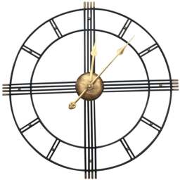 Living and Home Black and Gold Oversized Cut Out Metal Wall Clock 60cm - Size: 60 x 60 x 5cm - Multi - Wilko - thumbnail 1