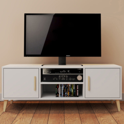 Kingston 2 Door 2 Shelf White TV Unit - Size: 45 x 120 x 40cm - Wilko - thumbnail 1
