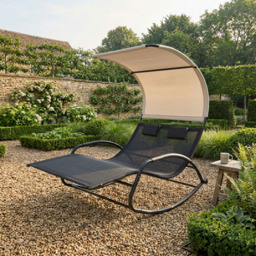 Outdoor Essentials Carmen Black Double Chaise Rocker Chair - Size: 2 Seater - Wilko - thumbnail 6