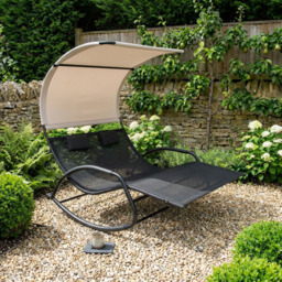 Outdoor Essentials Carmen Black Double Chaise Rocker Chair - Size: 2 Seater - Wilko - thumbnail 4