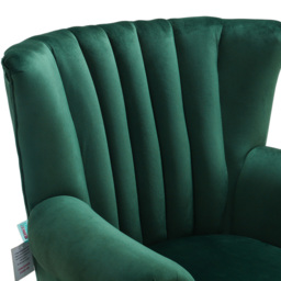 Living and Home Vintage Green Velvet Wingback Armchair with Studs - Size: Single - Wilko - thumbnail 4