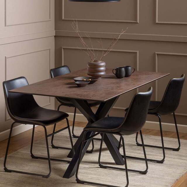 Florence Heaven 6 Seater Ceramic Dining Table Rusty Brown - Multi - Furniture To Go - Wilko - image 1