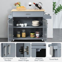 Costway Single Drawer Grey Rolling Kitchen Storage Trolley - Wilko - thumbnail 5