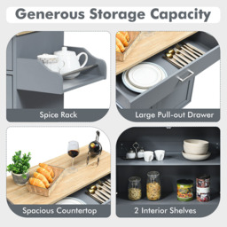 Costway Single Drawer Grey Rolling Kitchen Storage Trolley - Wilko - thumbnail 7