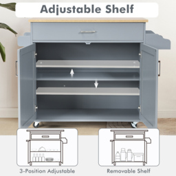 Costway Single Drawer Grey Rolling Kitchen Storage Trolley - Wilko - thumbnail 6