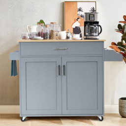 Costway Single Drawer Grey Rolling Kitchen Storage Trolley - Wilko - thumbnail 3