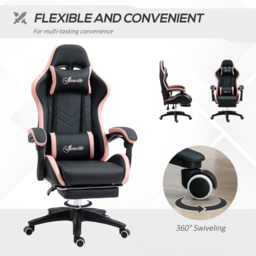 Vinsetto Black and Pink Racing Style Gaming Chair - Size: 129 x 65 x 65cm - Wilko - thumbnail 7