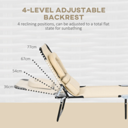 Outsunny Set of 2 Sand Folding Sun Lounger with Reading Hole - Size: 36 x 58 x 187cm - Brown - Wilko - thumbnail 5