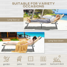 Outsunny Set of 2 Sand Folding Sun Lounger with Reading Hole - Size: 36 x 58 x 187cm - Brown - Wilko - thumbnail 6