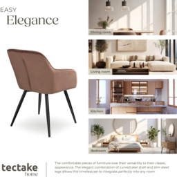 tectake Marilyn Set of 4 Brown and Black Velvet Look Padded Dining Chairs - Wilko - thumbnail 7