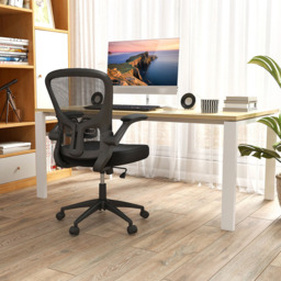 Costway Black Ergonomic Swivel Office Chair with Flip Up Armrests - Size: 62 x 62 x 30cm - Wilko - thumbnail 5