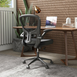 Costway Black Ergonomic Swivel Office Chair with Flip Up Armrests - Size: 62 x 62 x 30cm - Wilko - thumbnail 4