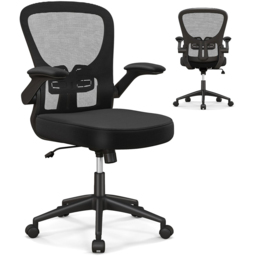 Costway Black Ergonomic Swivel Office Chair with Flip Up Armrests - Size: 62 x 62 x 30cm - Wilko - thumbnail 3
