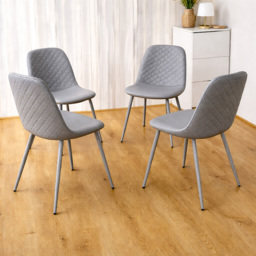 Kosy Koala Set of 4 Grey Faux Leather Gem Pattern Dining Chair - Size: 85 x 52 x 44 cm - Wilko - thumbnail 5