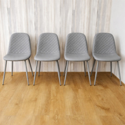 Kosy Koala Set of 4 Grey Faux Leather Gem Pattern Dining Chair - Size: 85 x 52 x 44 cm - Wilko - thumbnail 4