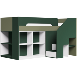 Flair Quinn Single Green Staircase Mid Sleeper Storage Bed - Wilko - thumbnail 3