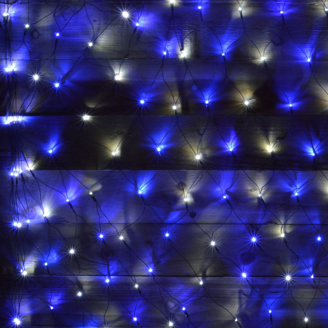 Premier 360 Blue and White LED Multi-Action Green Cable Net Window Light 1.2 x 3.5m - Size: 350 x 120 x 4cm - Multi Coloured - Wilko - image 1