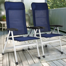 Costway Set of 2 Navy Blue Folding Lounge Chair with Raised Backrest - Size: 64-120 x 60 x 74-121cm - Wilko - thumbnail 1