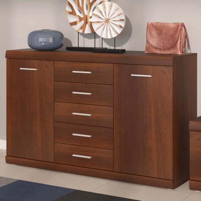 Florence Imperial 2 Door 5 Drawer Dark Mahogany Sideboard - Size: 45 x 140 x 89cm - Red - Furniture to Go - Wilko - image 1
