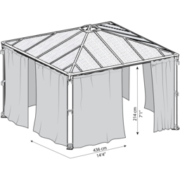 Palram Canopia 2.14 x 4.36m Square Gazebo Net - Size: 0.1 x 436 x 217cm - Grey - Wilko - thumbnail 3