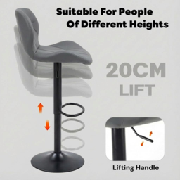 Alivio Dark Grey Faux Leather Height Adjustable Swivel Bar Stool Set of 2 - Wilko - thumbnail 6